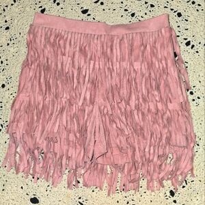 Mia Belle, Girls, Pink Suede Skort, With Full Fringe 6